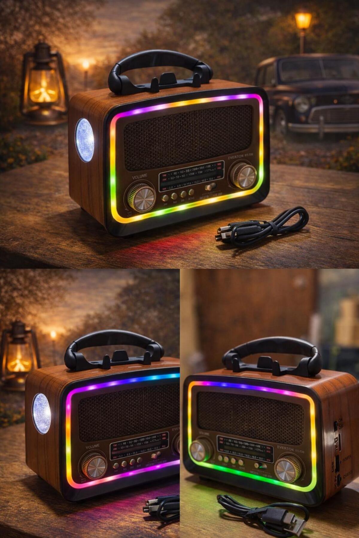 EVERTON RT-730 SOLAR POWERED LANTERN+RGB LED BLUETHOOT NOSTALGIC RADIO MUSIC PLAYER