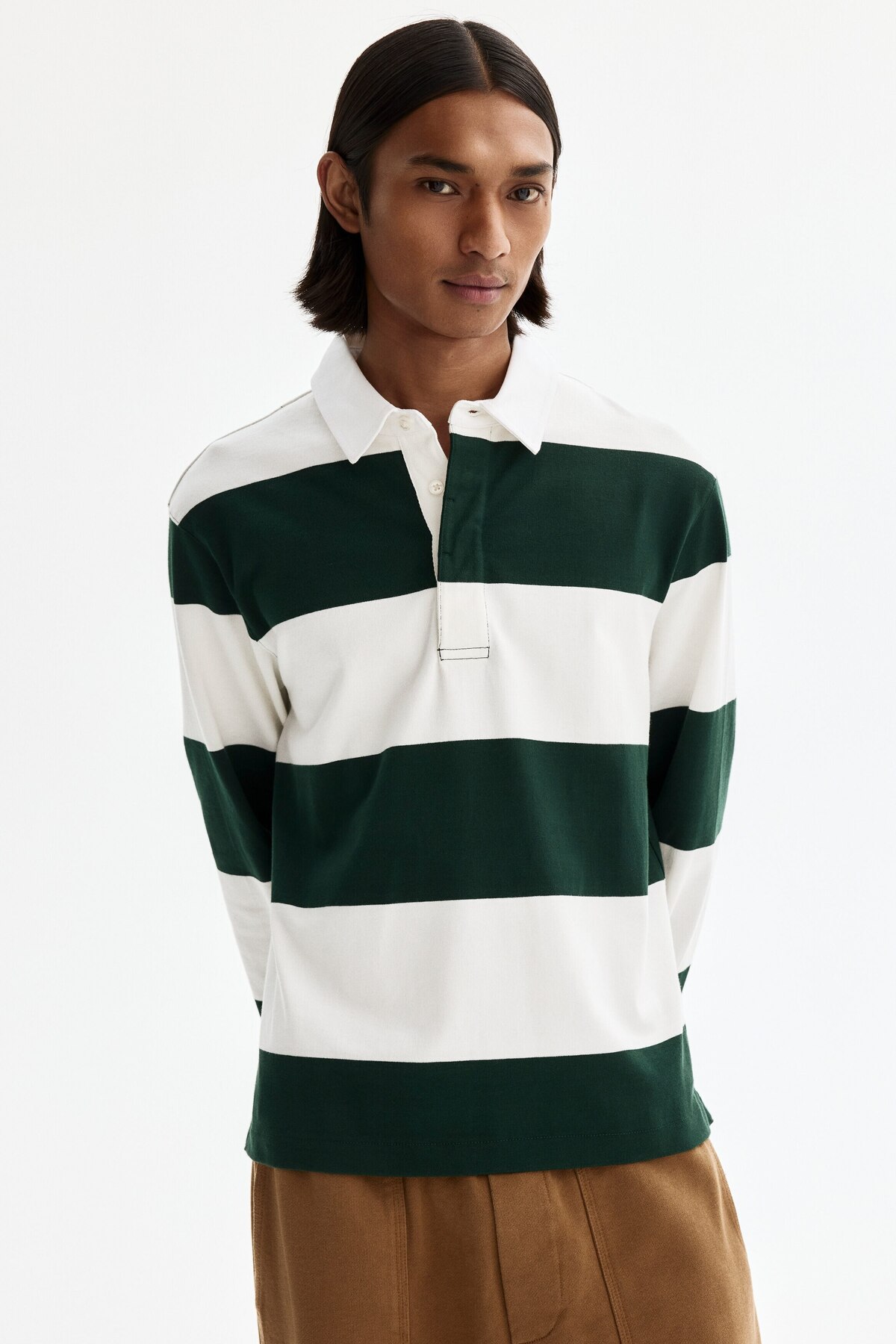 تی شرت راگبی نخی سایز معمولی اچ اند ام پولوشرت H&M