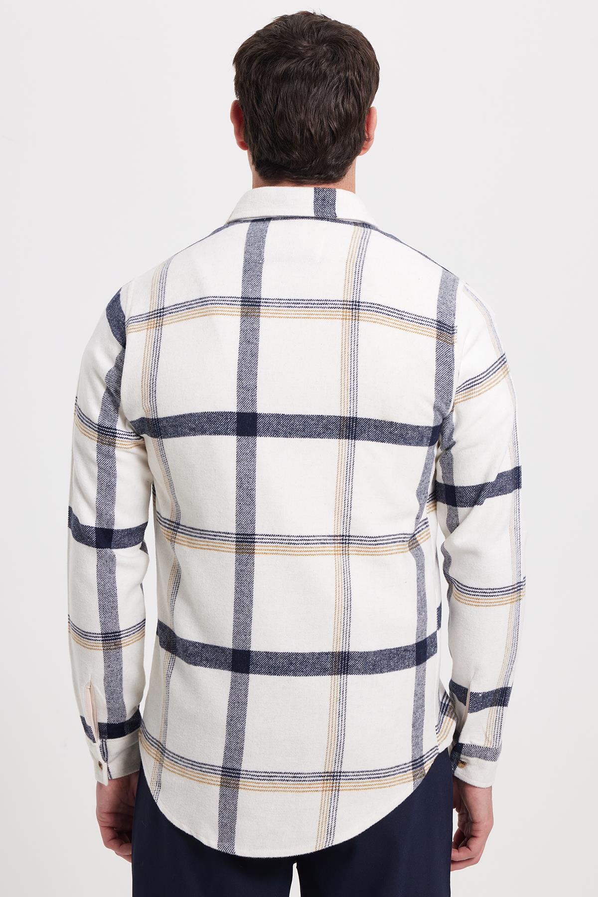 Erkek Slim Fit Dar Kesim Kareli Kışlık Oduncu Gömlek — اکرو DR250028-3158 — تصویر 6 از 8