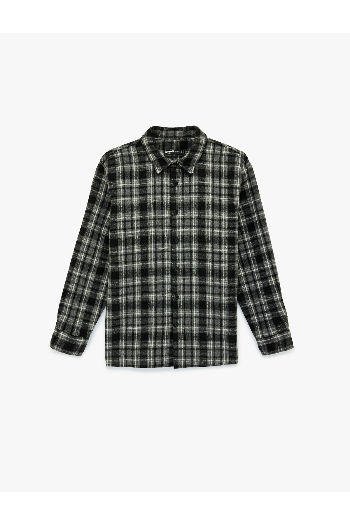 کوتون پیراهن آستین بلند یقه کلاسیک طرح چوب