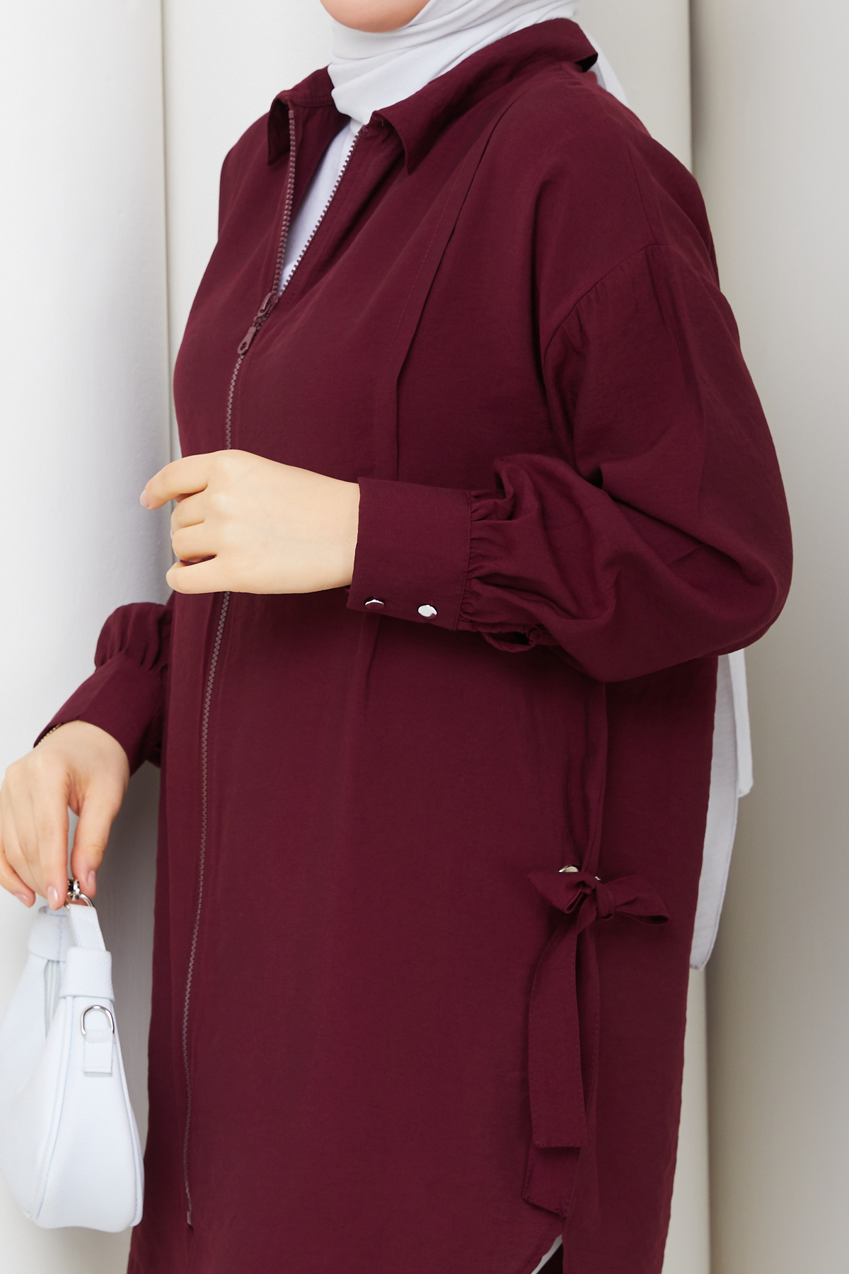 Pamuk Butik  Kadın Kuş Gözü Detaylı Fermuar Kapamalı Tunik - Görsel 6