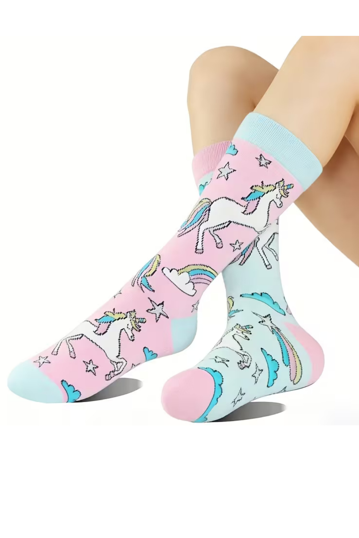 Kadın Çorap (2 ÇİFT) Unicorn Poni Desenli Pamuklu Çorap — görsel 3 · 102832480302