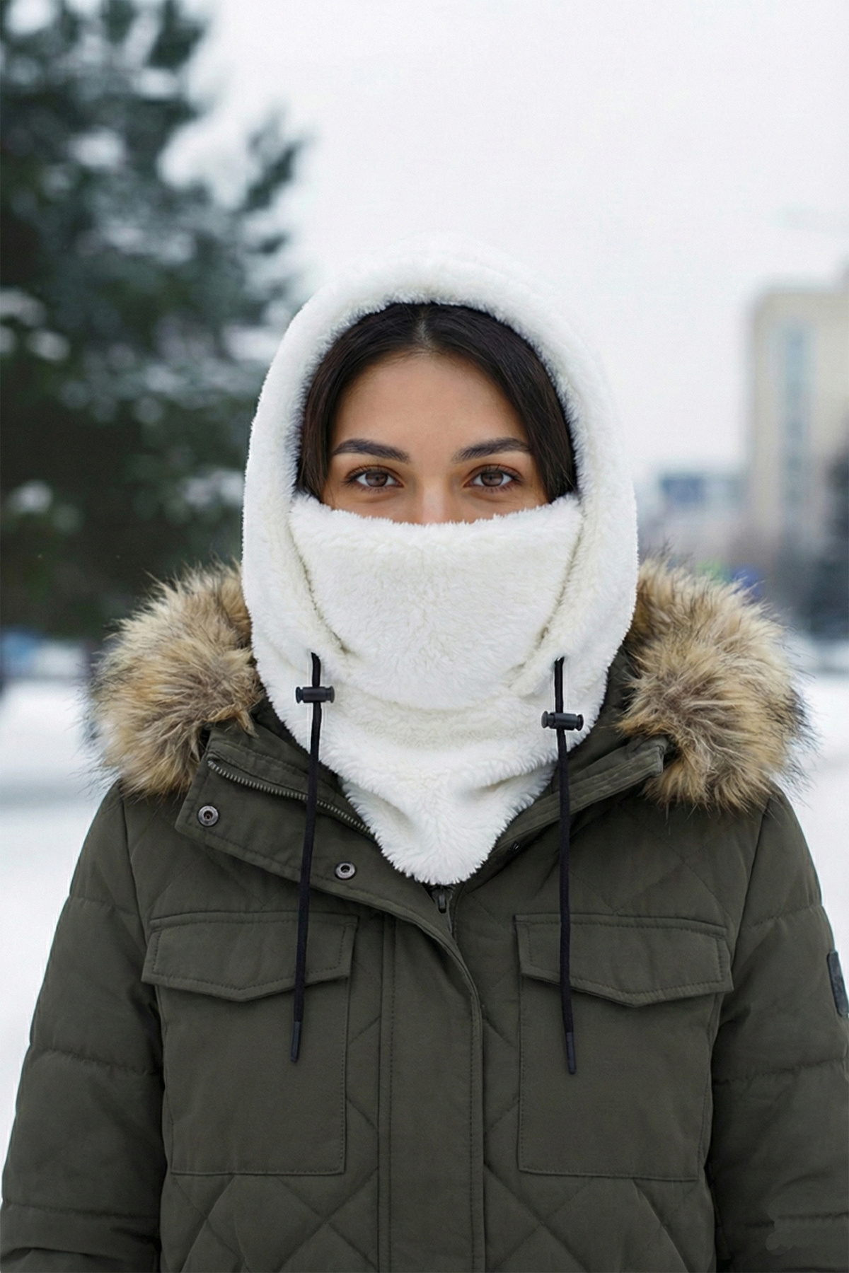 Wig Hooded Plush Plush Women Beanie Scarf Women Fleece Neck Collar Shawl Windproof Hat
