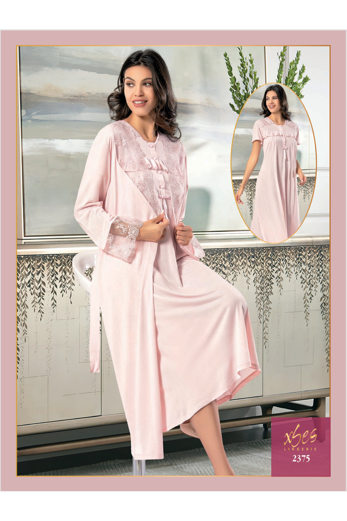 Fily İç Giyim X-SES PENYE UZUN GECELİK VE SABAHLIK TAKIMI