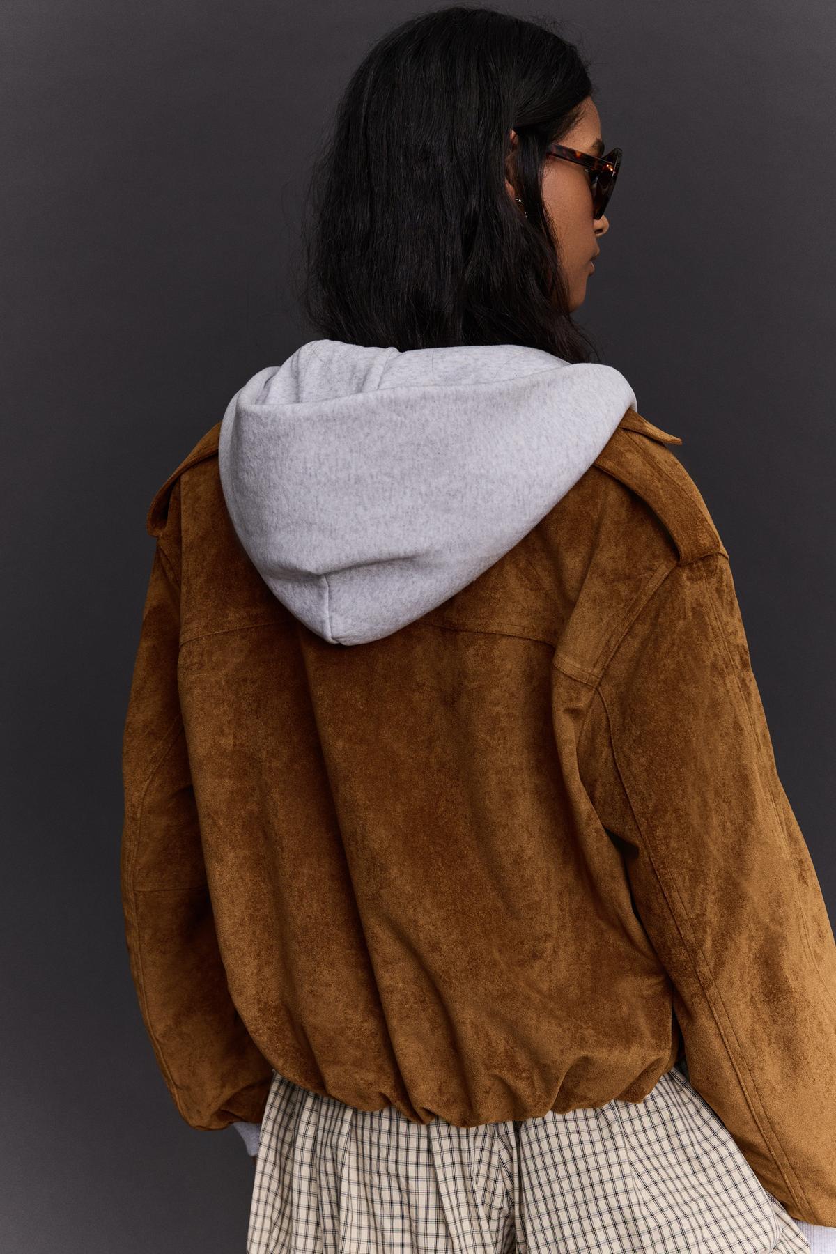 Bershka  Süet efektli balon ceket - Görsel 2