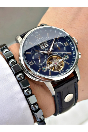 Raymond Özel Seri Otomatik Diplomat Klipsli Deri Kordon Erkek Saati