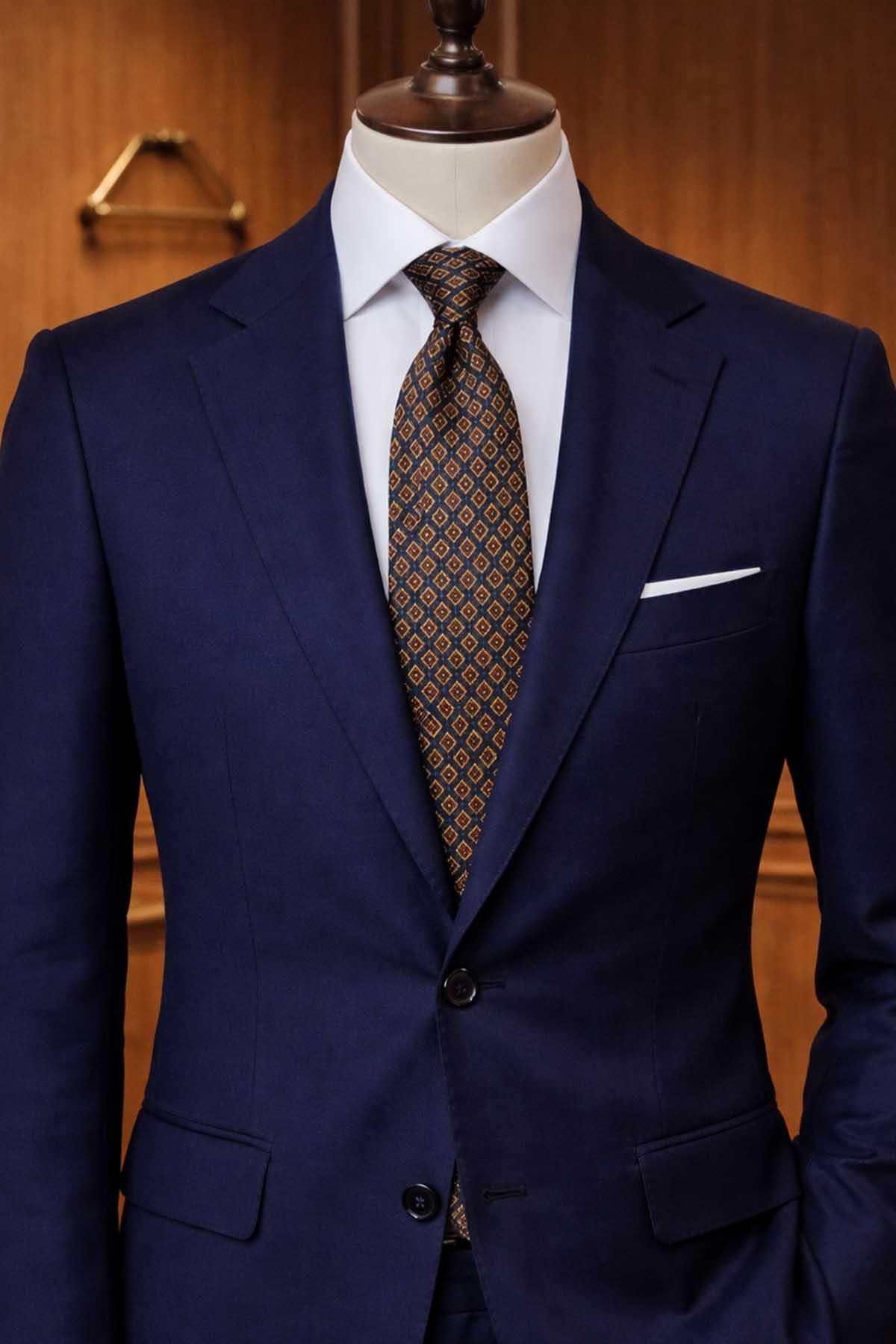  کراوات ابریشمی ایتالیایی طرح سرمه‌ای مدل Brissago مدل IK2240