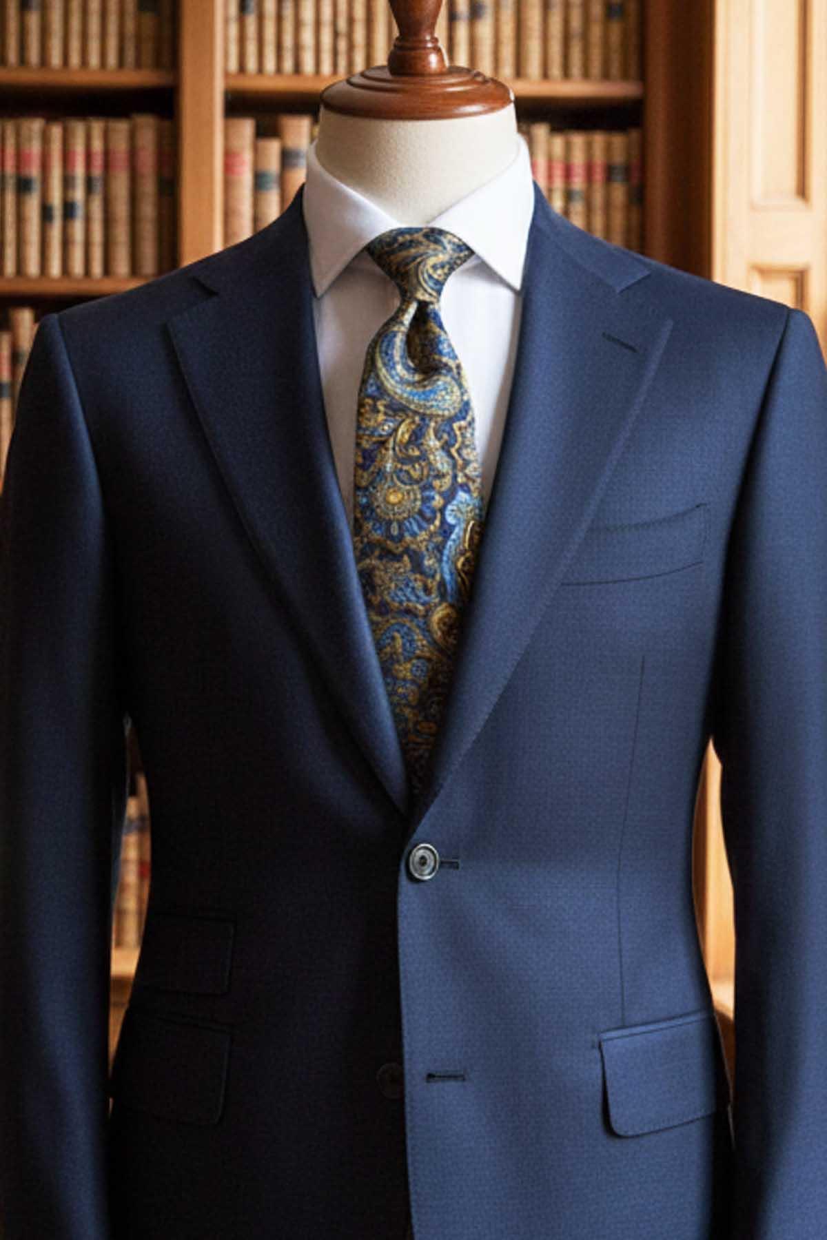  کراوات ابریشمی ایتالیایی طرح شال سرمه‌ای مدل Sorengo مدل IK2217