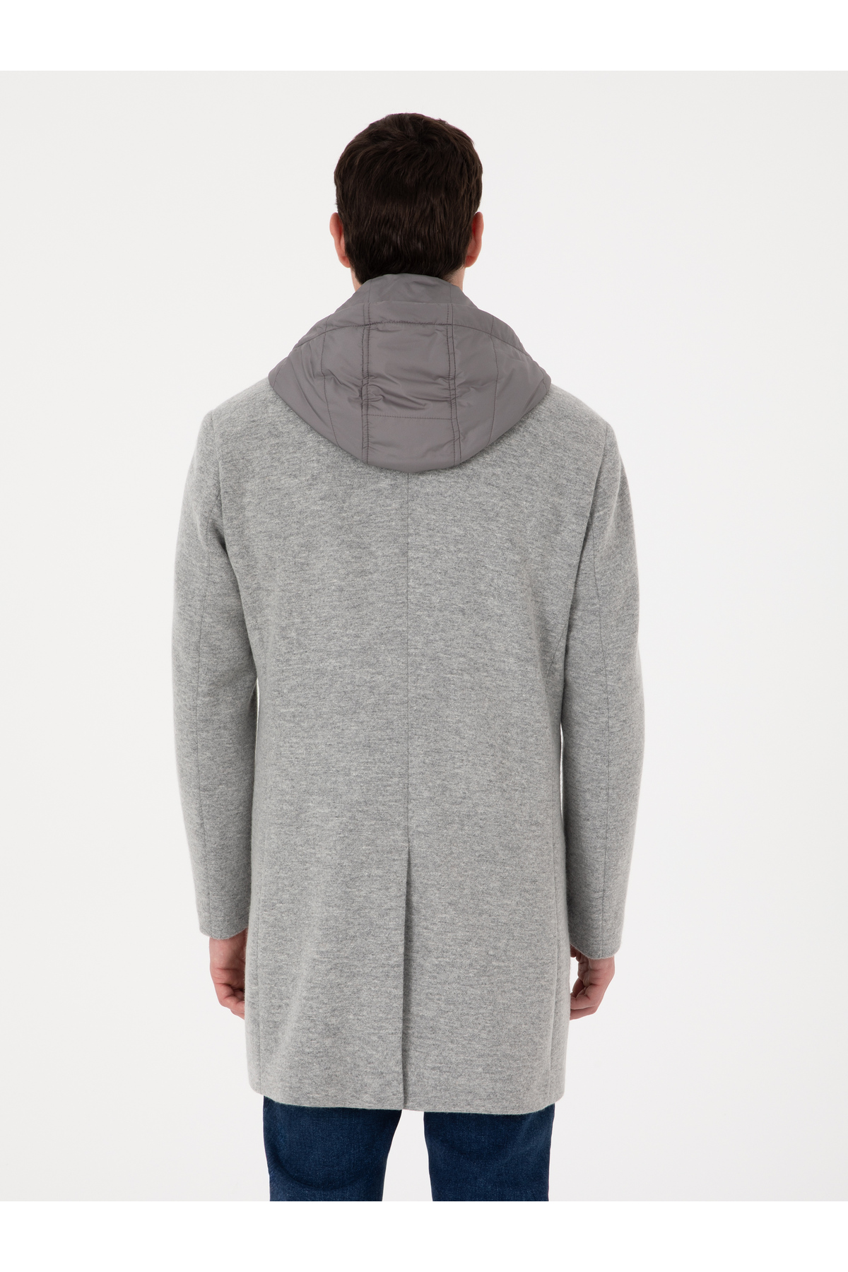 Gri Melanj Regular Fit Rüzgar Korumalı Yün Karışımlı Kaşe Kaban 50311138-VR086 — خاکستری — تصویر 5 از 7