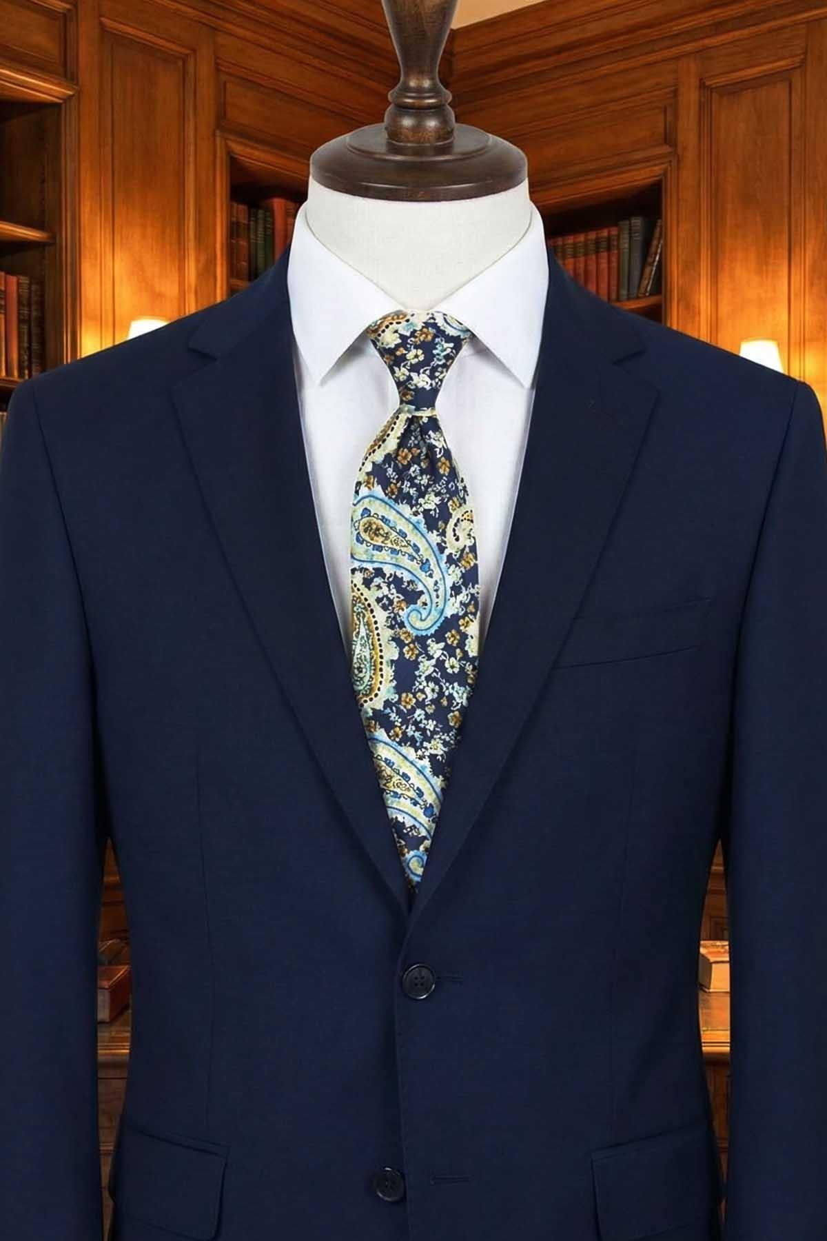  کراوات ابریشمی ایتالیایی طرح شال چند رنگ مدل Minusio مدل IK2243