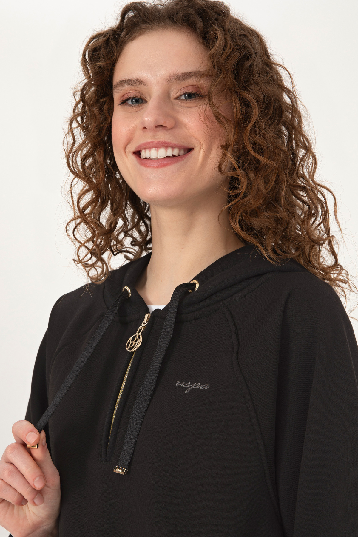 U.S. Polo Assn.  Kadın Siyah Basic Sweatshirt 50319959-VR046 - Görsel 2