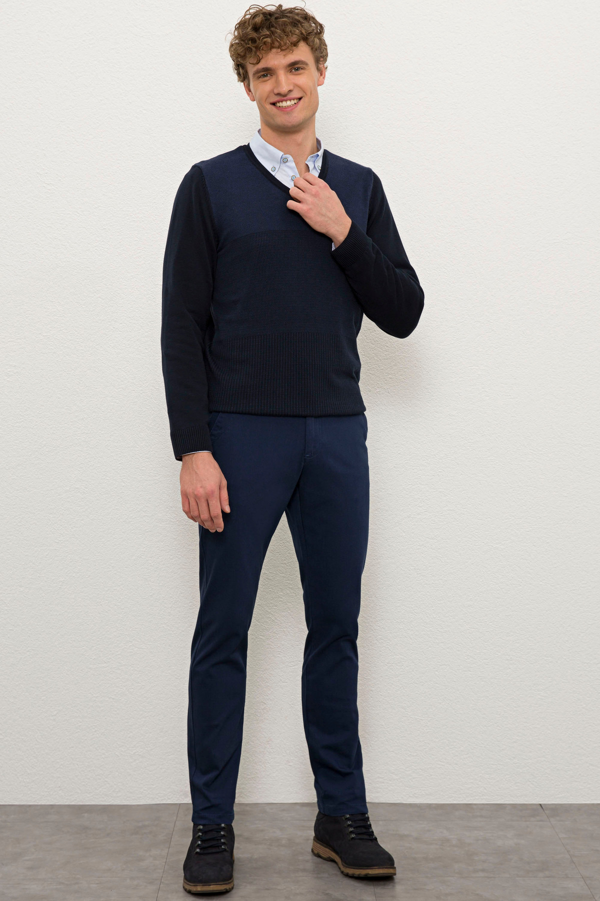 یو اس پولو شلوار مردانه طرح ایندیگو مدل 50206356-VR164