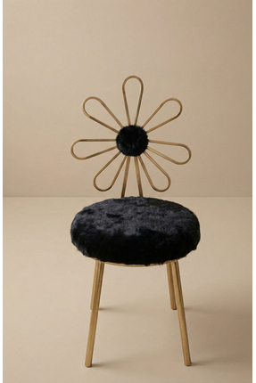 lowena home MODERN SİYAH PELUŞ KUMAŞLI PAPATYA TASARIM MAKYAJ SANDALYESİ YUVA...