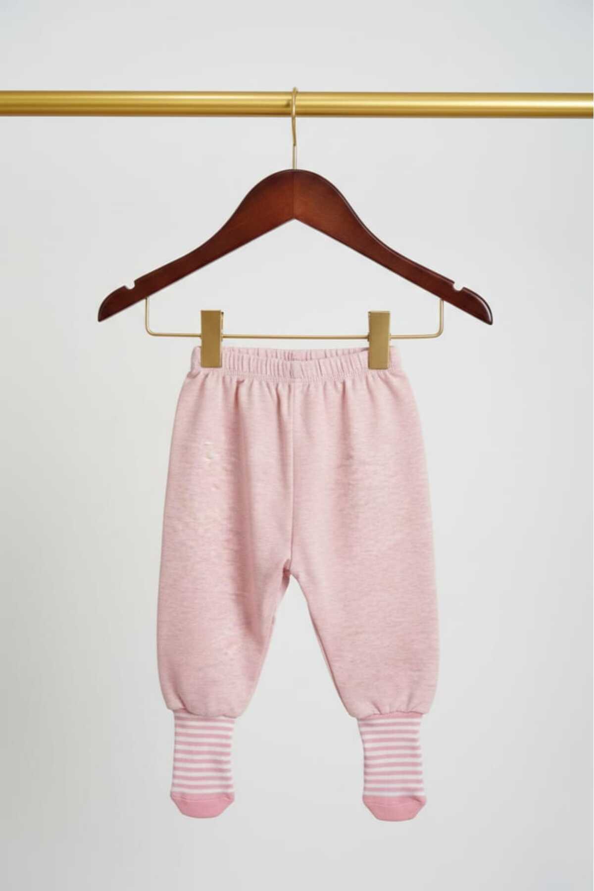Fuar Baby 2'li Kız Bebek Patikli Pantolon Seti %100 Pamuk Yumuşak Belli Çoraplı Alt Pijama - Pembe fotoğrafı 6 (önizleme)