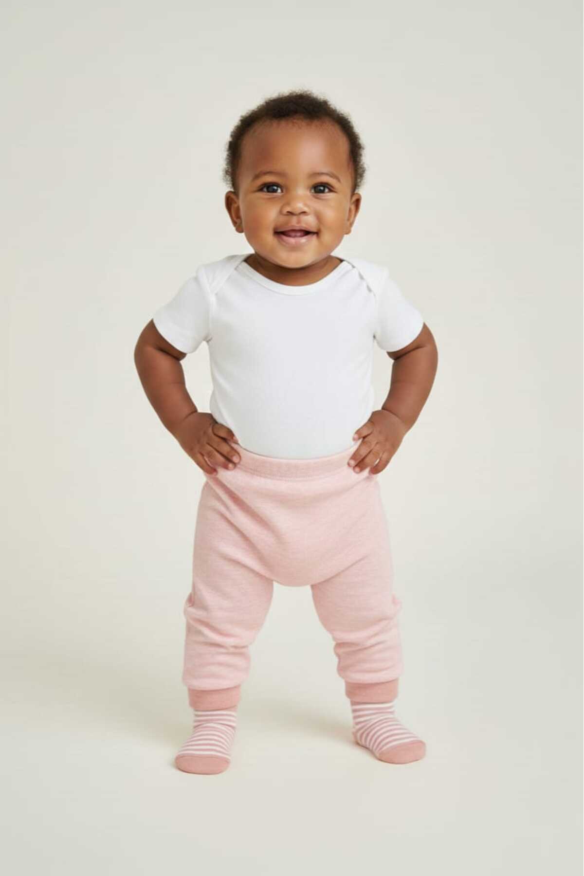 Fuar Baby 2'li Kız Bebek Patikli Pantolon Seti %100 Pamuk Yumuşak Belli Çoraplı Alt Pijama - Pembe fotoğrafı 4 (önizleme)