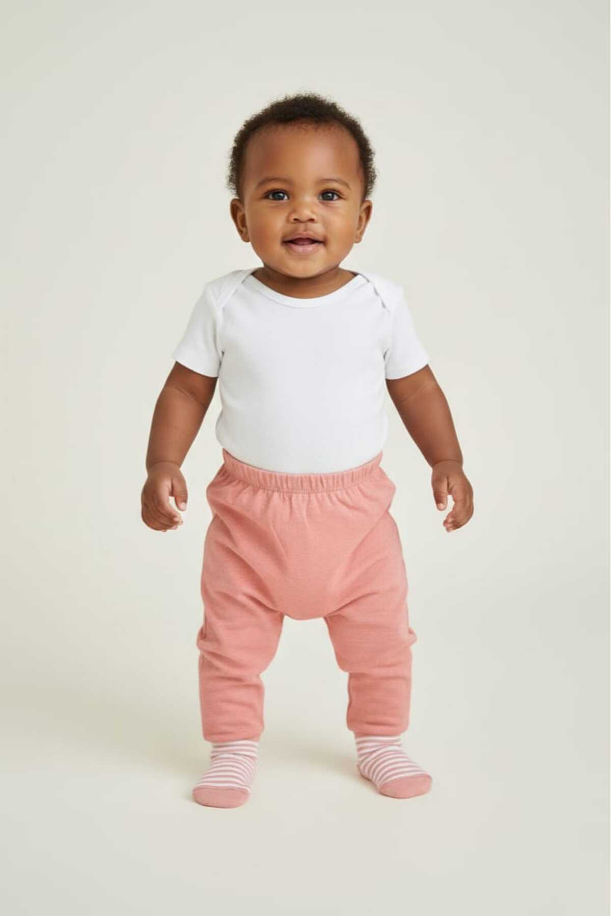 Fuar Baby 2'li Kız Bebek Patikli Pantolon Seti %100 Pamuk Yumuşak Belli Çoraplı Alt Pijama - Pembe fotoğrafı 3 (önizleme)