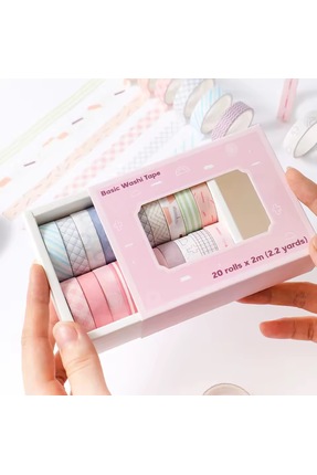 Padme studio 20 Adet DESENLİ Dekoratif Kagit Bant ( Her Birinin Ölçüsü 1cmx2m...