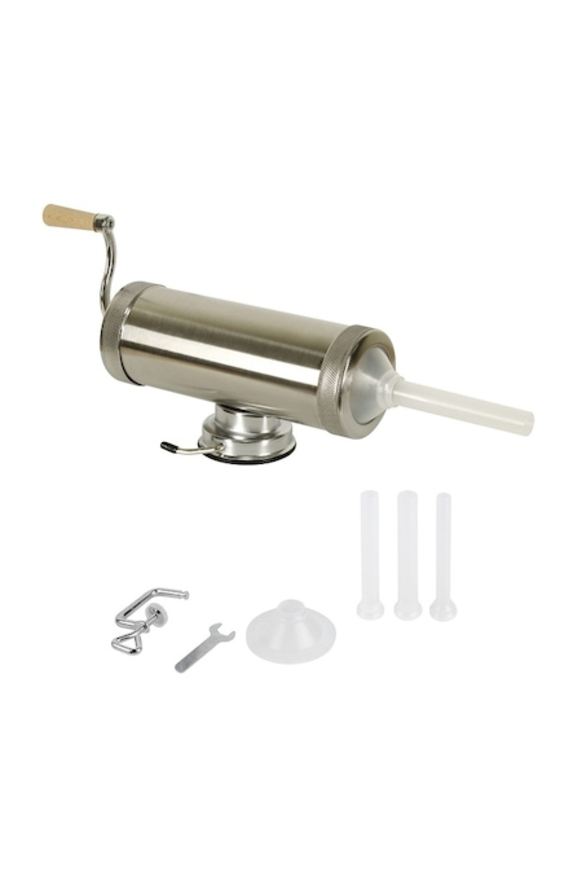 Aparat orizontal de făcut cârnați Y79, oțel inoxidabil durabil, 2,7 kg, 3 duze de dimensiuni diferite incluse,