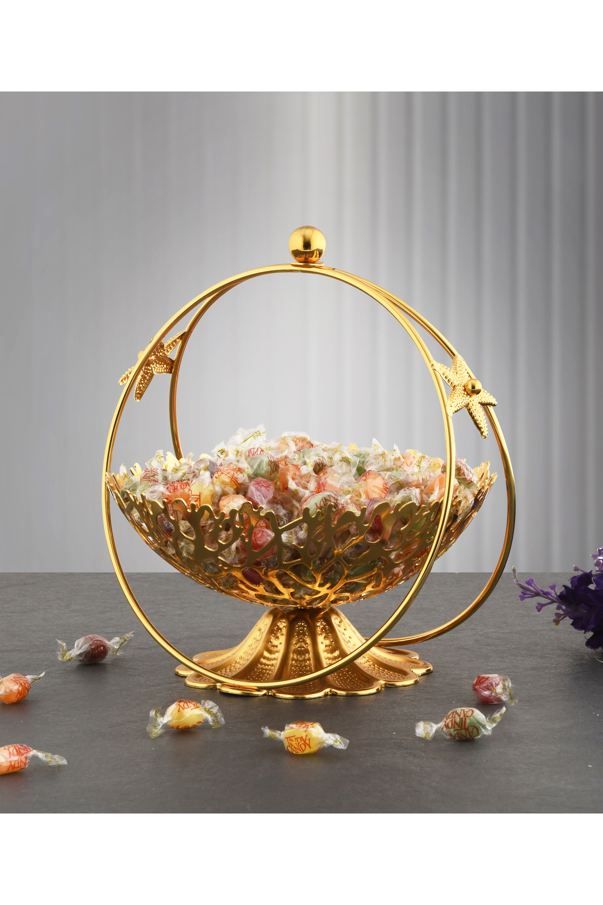 Metal Gold Sugar Bowl 20cm Starfish Fancy