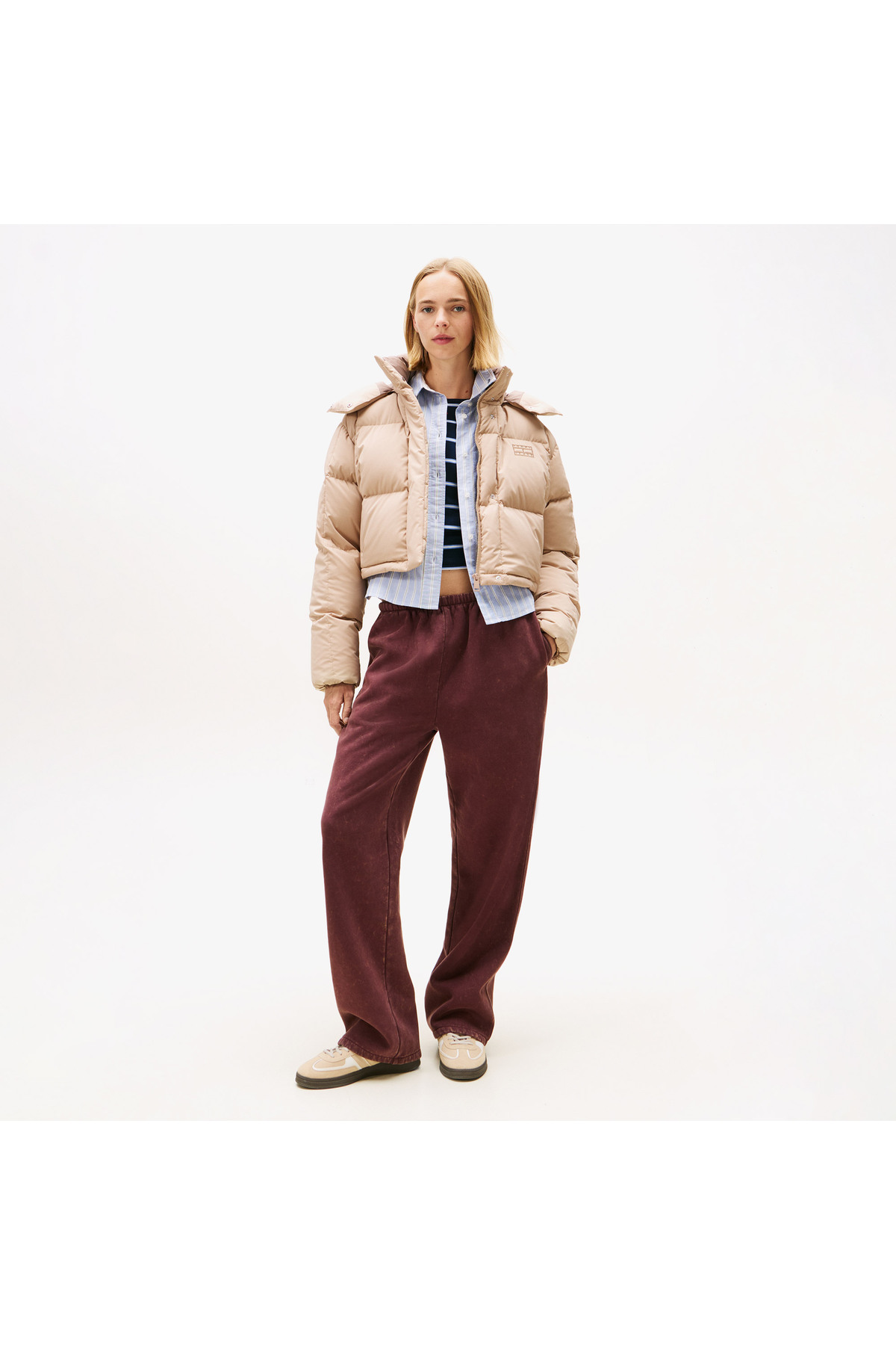 Tommy Hilfiger Tommy Jeans Alaska Grid Crop Kadın Kahverengi Puffer Mont görsel 2