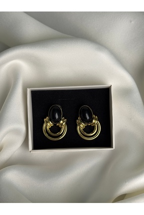 NB STEELORA Modern Vintage Taş Tasarım Küpe