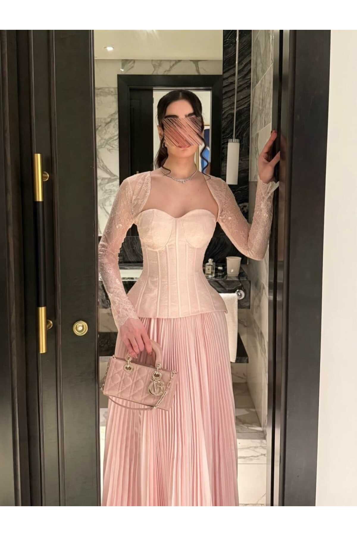 ARENA-SA فستان سهرة أنيق بلون وردي