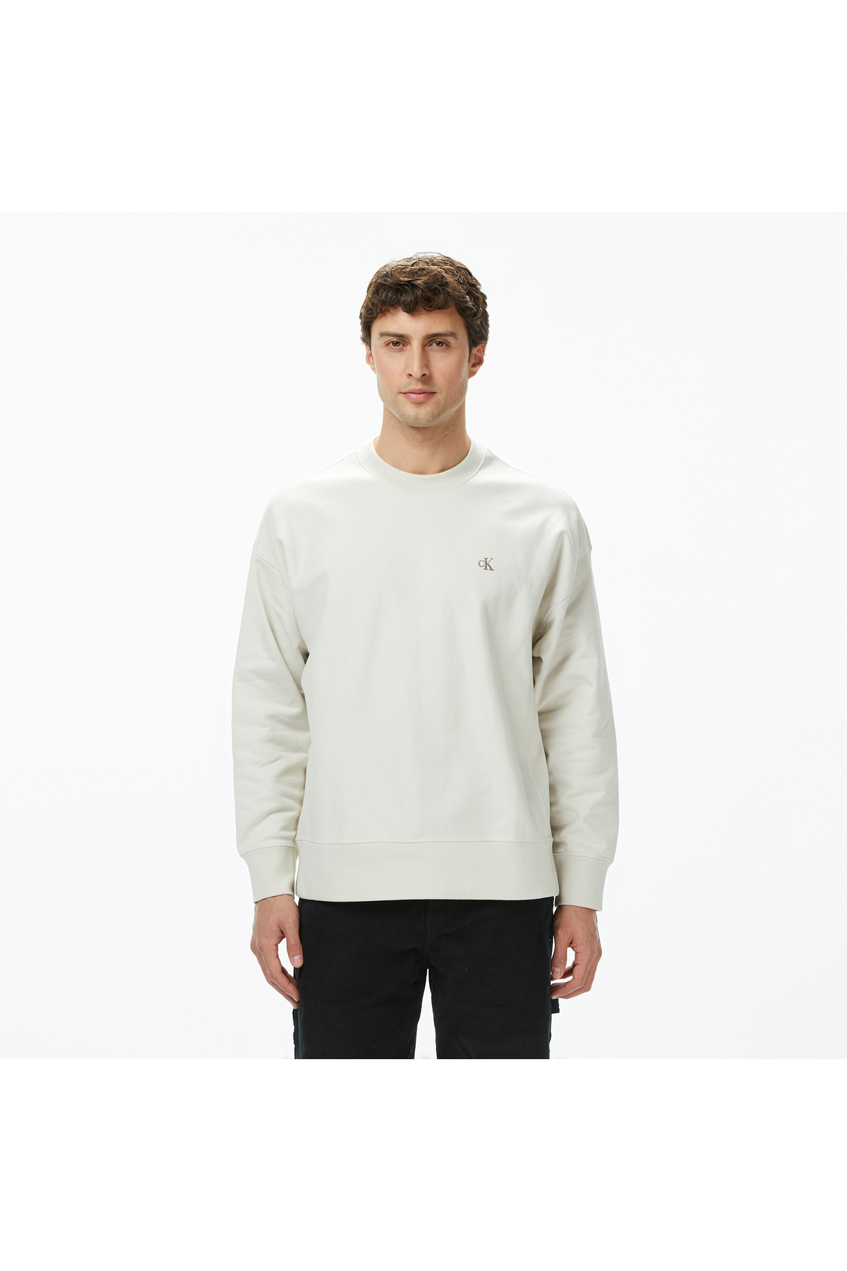 کلوین کلاین سویشرت سفید مردانه طرح تری مونوگرام پریمیوم