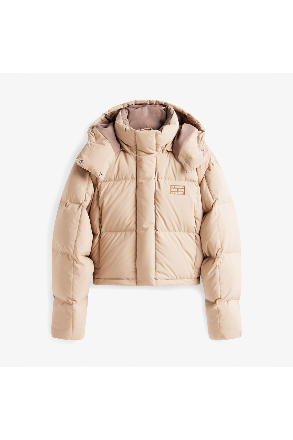 Tommy Hilfiger Tommy Jeans Alaska Grid Crop Kadın Kahverengi Puffer Mont görsel 4