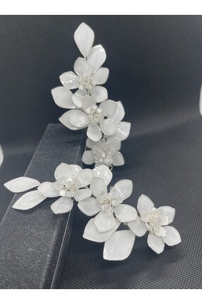 My'Elens Desing New Özel Tasarım Çiçek Detaylı, İkili Gelin Aksesuarı, Nikah ...