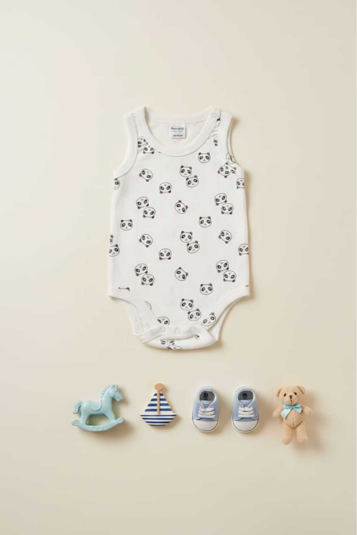 Fuar Baby 3'lü Paket %100 Pamuklu Çok Renkli Desenli Erkek Bebek Zıbın Body - Yazlık Atlet Kesim fotoğrafı 4 (önizleme)