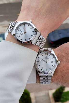 Daniel Klein Gümüş Renk Hediye Paketli Sevgili Çift Kol Saati STISTE31