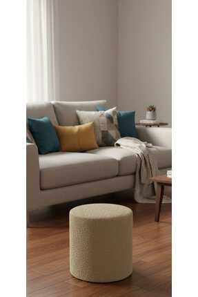 Kırçova Tekstil Dublin Etna Nil Peluş Krem Çok Amaçlı Dekoratif Pufkoltuk