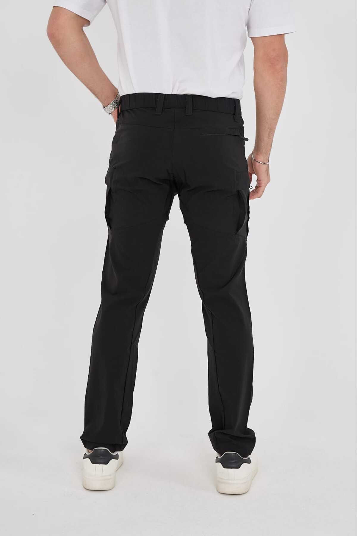 Softshell siyah erkek içi polarlı su, rüzgar geçirmez kargo cep pantolon model 1 — مشکی 002 — تصویر 3 از 3