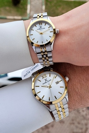 Daniel Klein Sarı Silver Renk 24 Ay Garantili Sevgili Çift Kol Saati STFGBG33