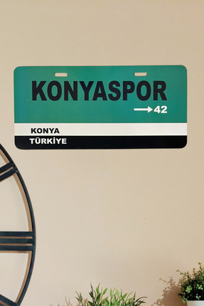 DURUSA "Konyaspor" 11 x 24 cm 3mm MDF Retro Plaka , Plaka Poster