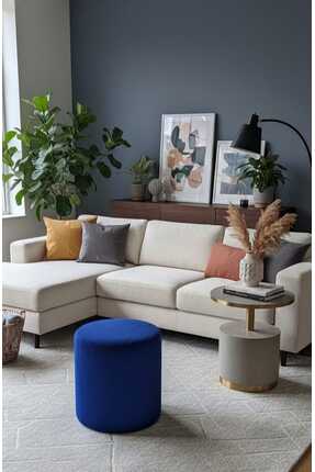 Kırçova Tekstil Dublin Etna Nil Peluş Krem Çok Amaçlı Dekoratif Pufkoltuk