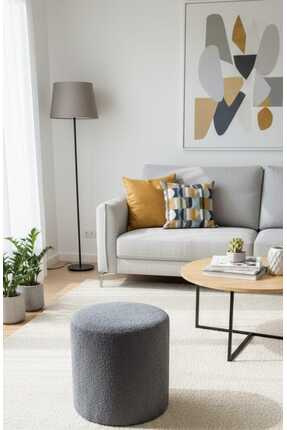 Kırçova Tekstil Dublin Etna Nil Peluş Krem Çok Amaçlı Dekoratif Pufkoltuk