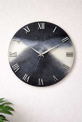 Epoxia Dizayn Epoksi Siyah-Antrasit-Beyaz Renk Duvar Saati