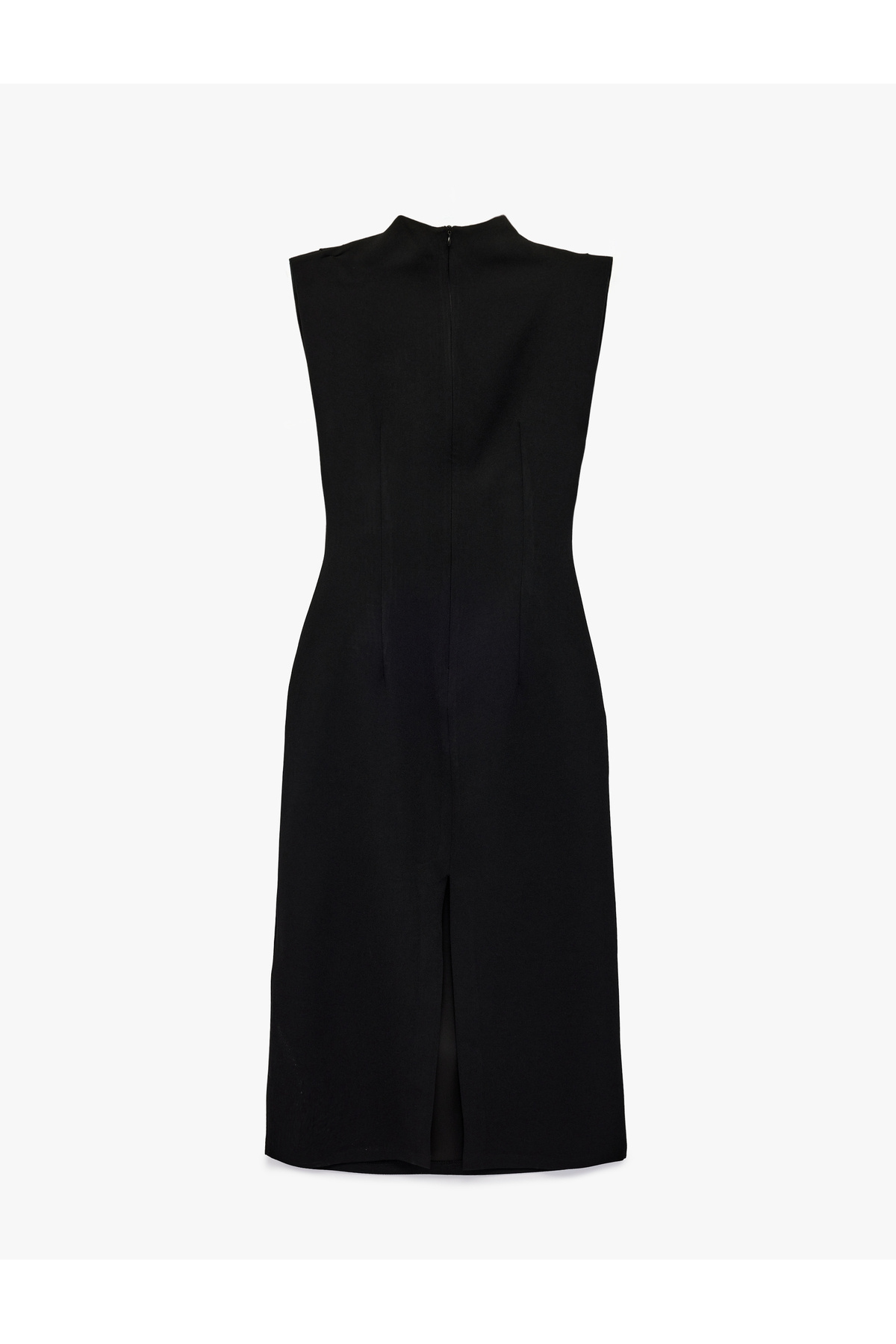 Koton  Dik Yaka Kolsuz Krep Uzun Elbise - Görsel 3