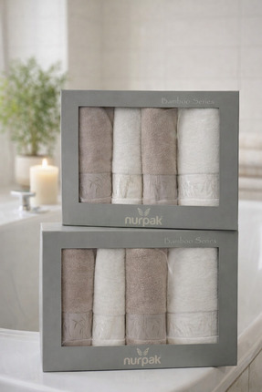Nurpak BAMBOO HAVLU SETİ HAMAM TAKIMI %70 BAMBOO %30 PAMUK 2 ADET 90*150 CM-2...