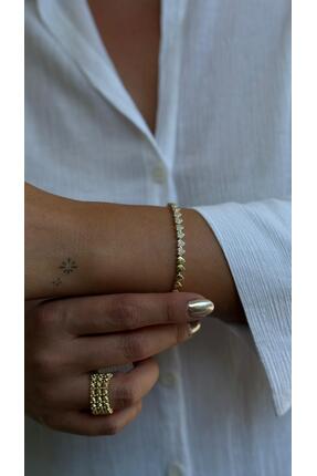 Velsha Kalp Figürlü Zirkon Taşlı Gold Bileklik - Özel Seri Işıltılı Kararmaz ...