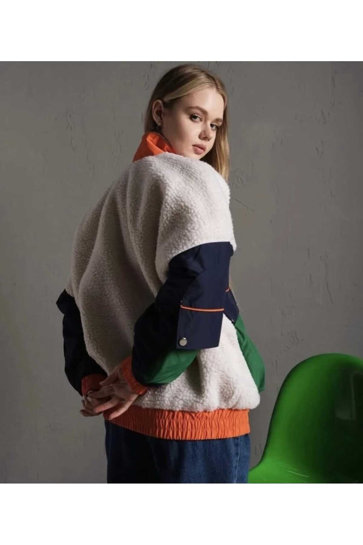 Modamistik Butik  Peluş Bomber Mont - Görsel 5