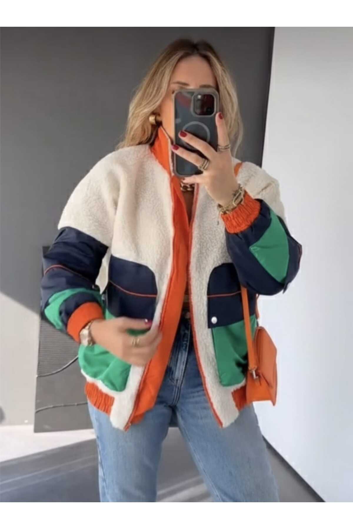 Modamistik Butik  Peluş Bomber Mont - Görsel 3