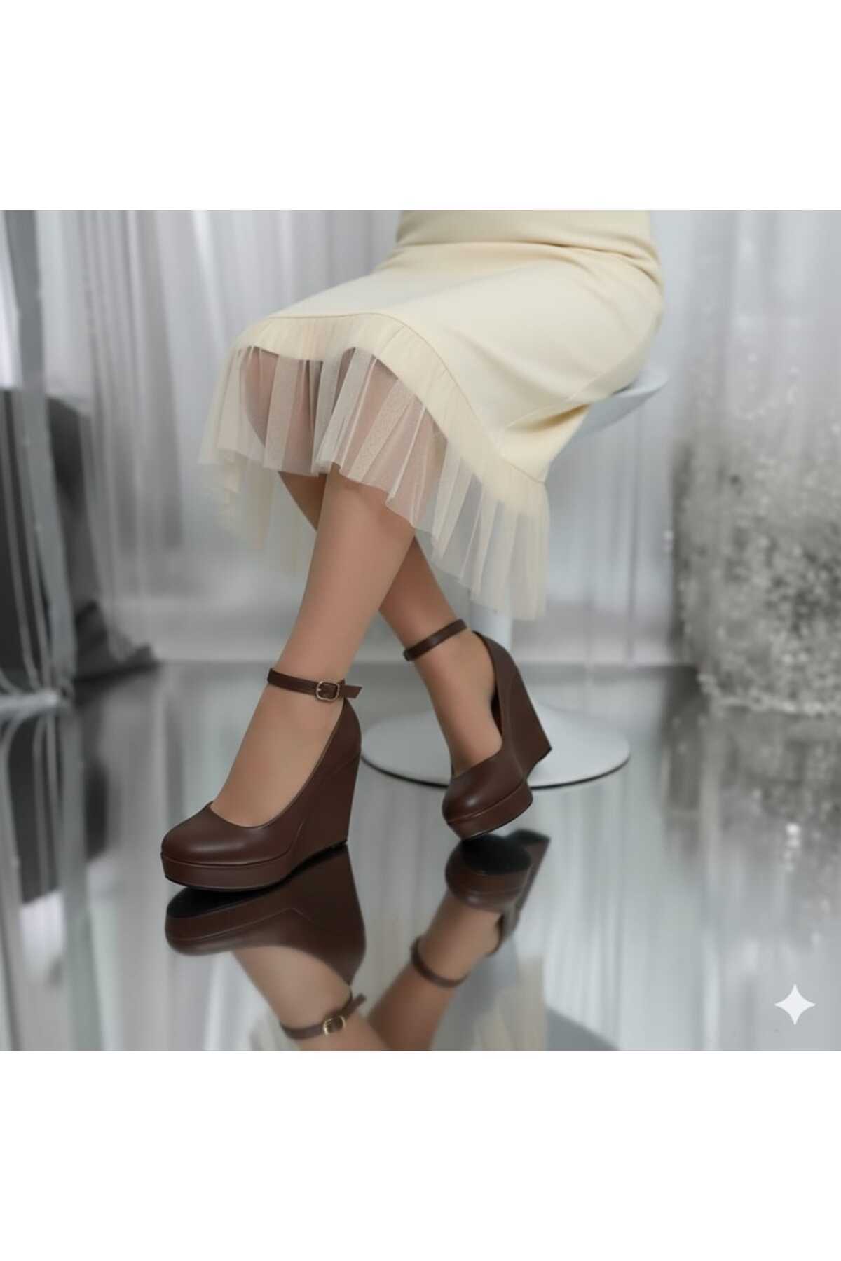 Bitter Brown Filler Sole Bridal Shoes - 4065