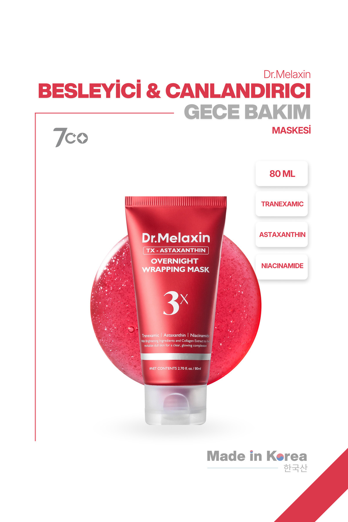 Dr.Melaxin Leke Karşıtı | Aydınlatıcı | Onarıcı| Astaxanthin içeren Soyulabilen Gece Maskesi | 80ml — 8809886482854