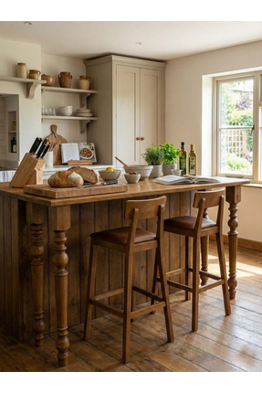 Modüler Ekipman %100 Masif Çam Ağacı Ahşap Bar Masası | Mutfak Adası, Kahve K...