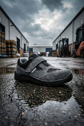 THE SHOESS CIRT BANTLI,ÇELİK BURUNLU, GRİ, DÖRT MEVSİM, İŞ AYAKKABISI