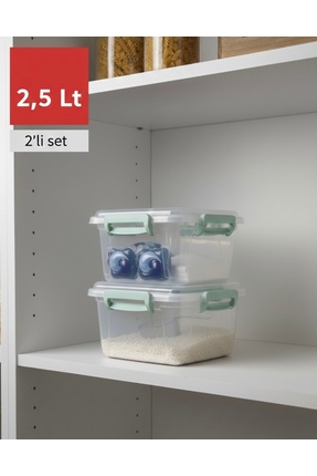 Alkanev Poly Time 2'Li Erzak Deterjan Malzeme Saklama Kutusu Şeffaf (2,5 Lt)