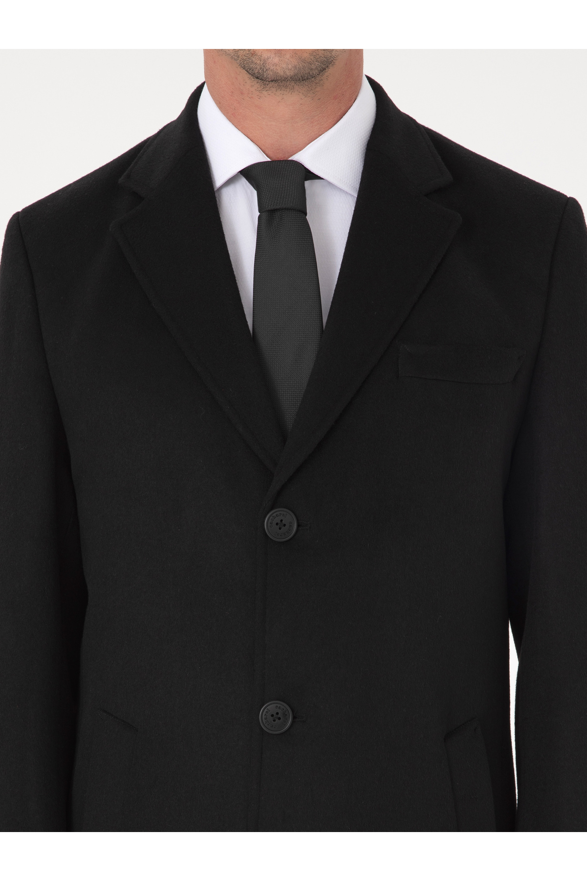 Cacharel  Siyah Ex Slim Fit Yün Karışımlı Palto 50319242-VR046 - Görsel 6