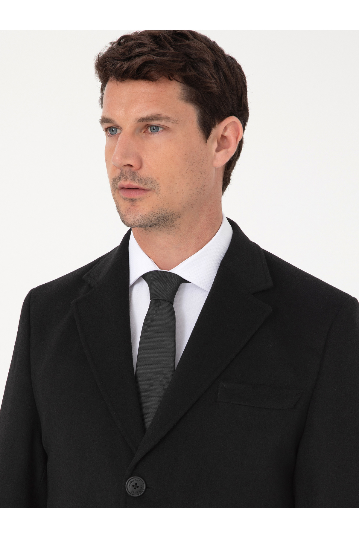 Cacharel  Siyah Ex Slim Fit Yün Karışımlı Palto 50319242-VR046 - Görsel 2